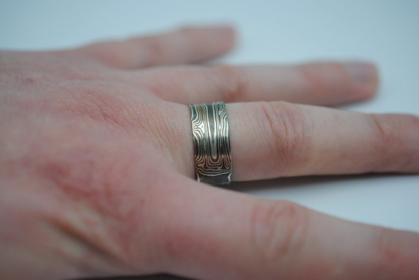 Mokume Gane: Silver, Copper, and Shibuichi Large Ring
