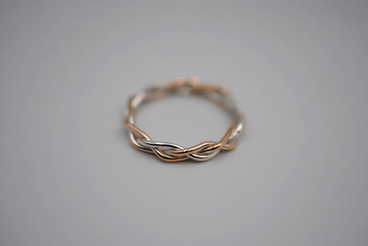 Three Tone Gold Fill Braid Ring