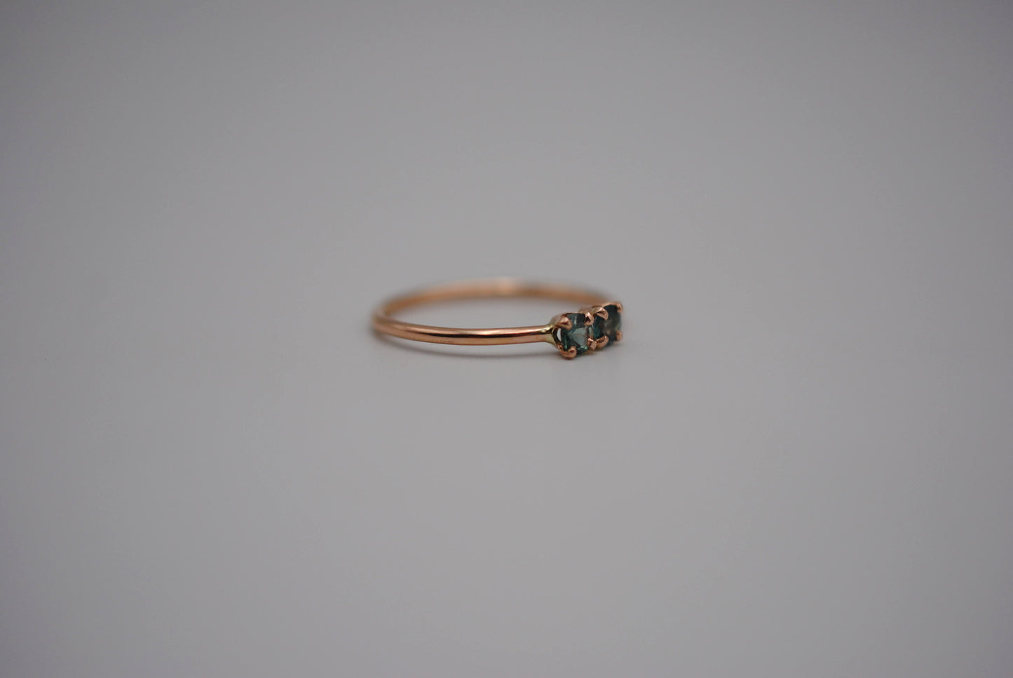 Two Round Alexandrite on Dainty Rose Gold Band in Rose Gold Setting Ring
