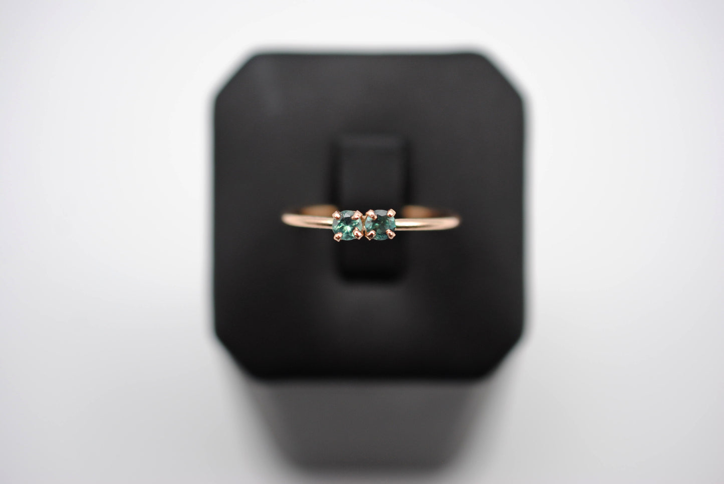 Two Round Alexandrite on Dainty Rose Gold Band in Rose Gold Setting Ring