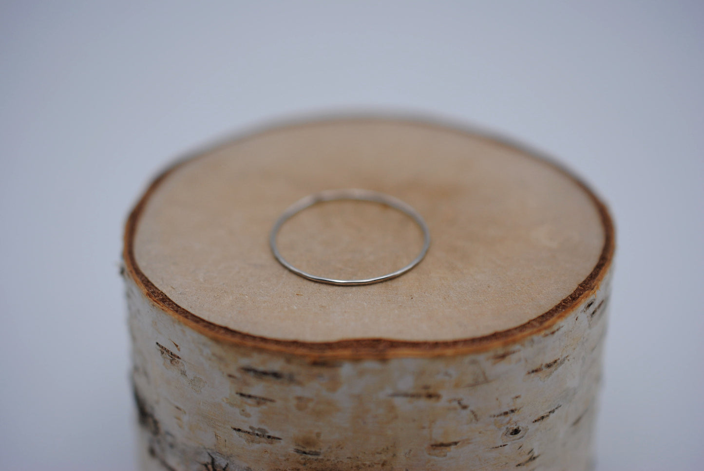 Stacking Ring: Hammered, Ultra Thin, Rhodium Finished