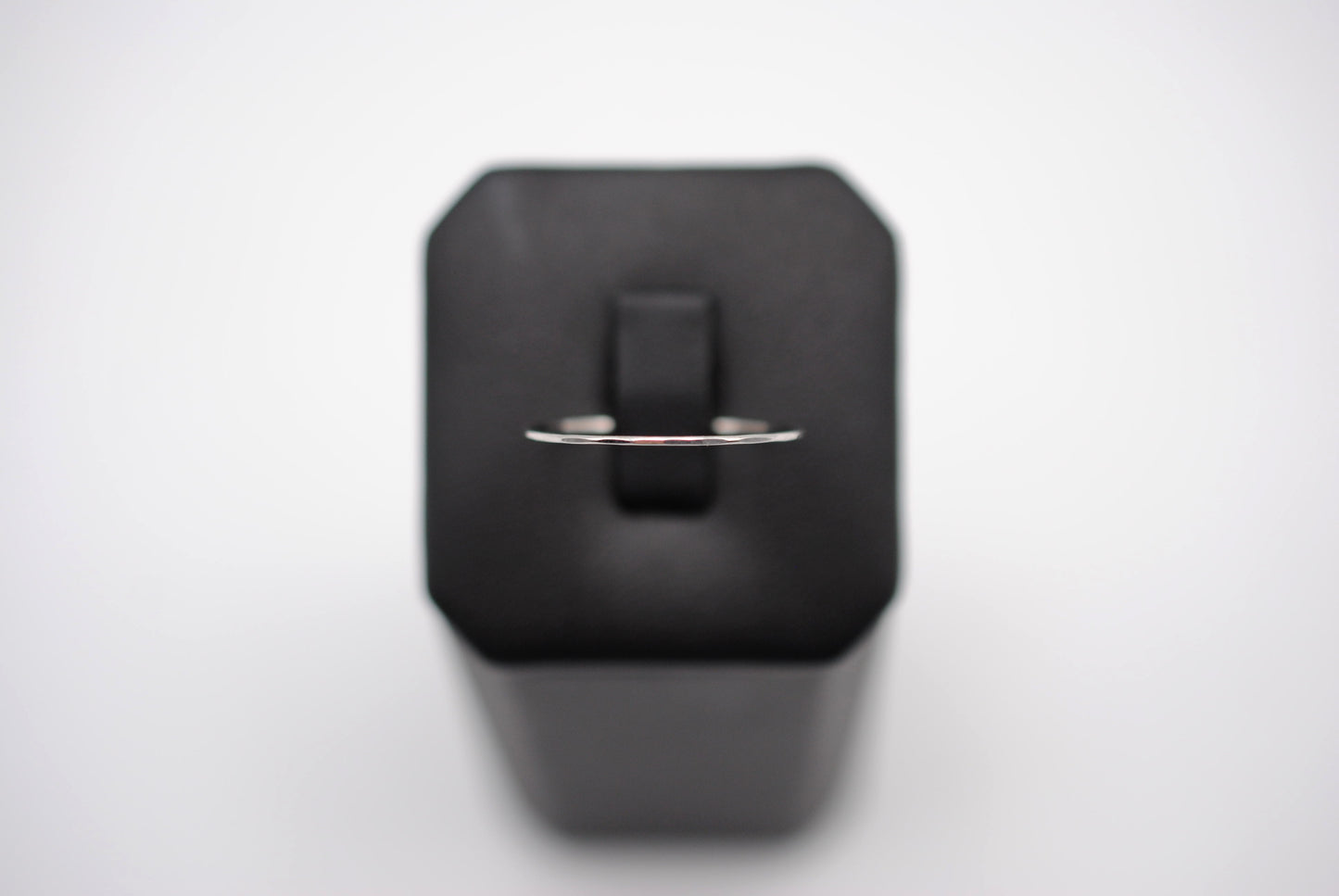 Stacking Ring: Hammered, Ultra Thin, Rhodium Finished