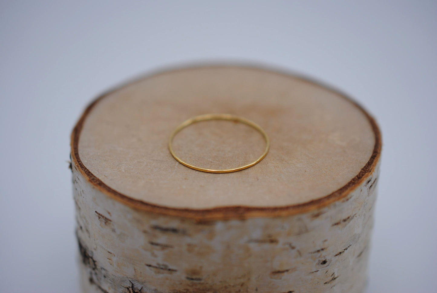 Stacking Ring: Hammered, Ultra Thin, Yellow Gold Finish