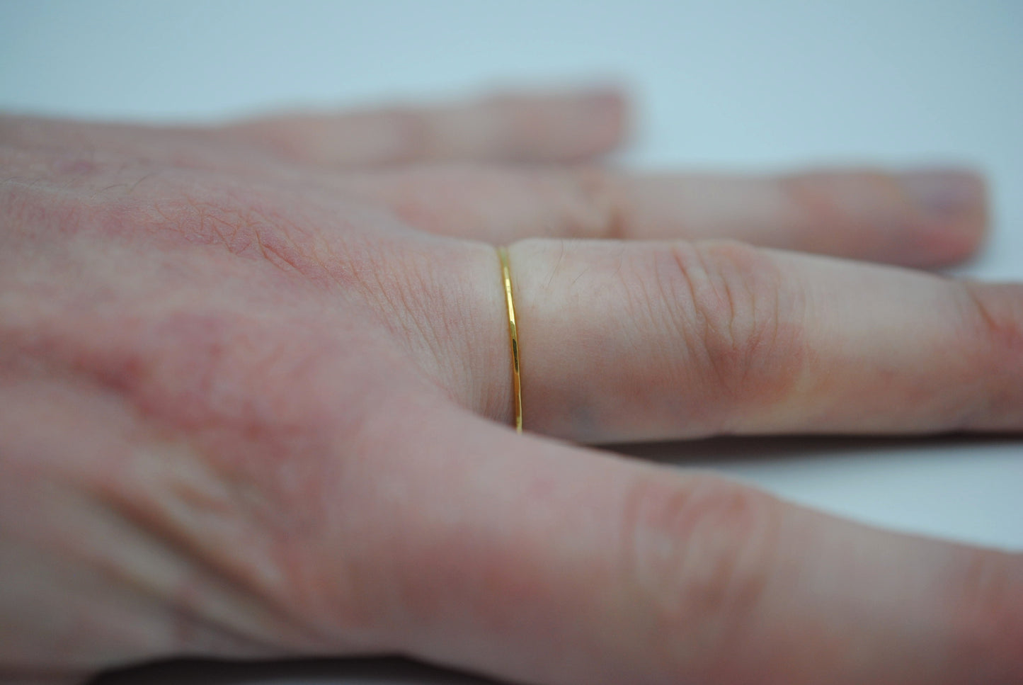Stacking Ring: Hammered, Ultra Thin, Yellow Gold Finish