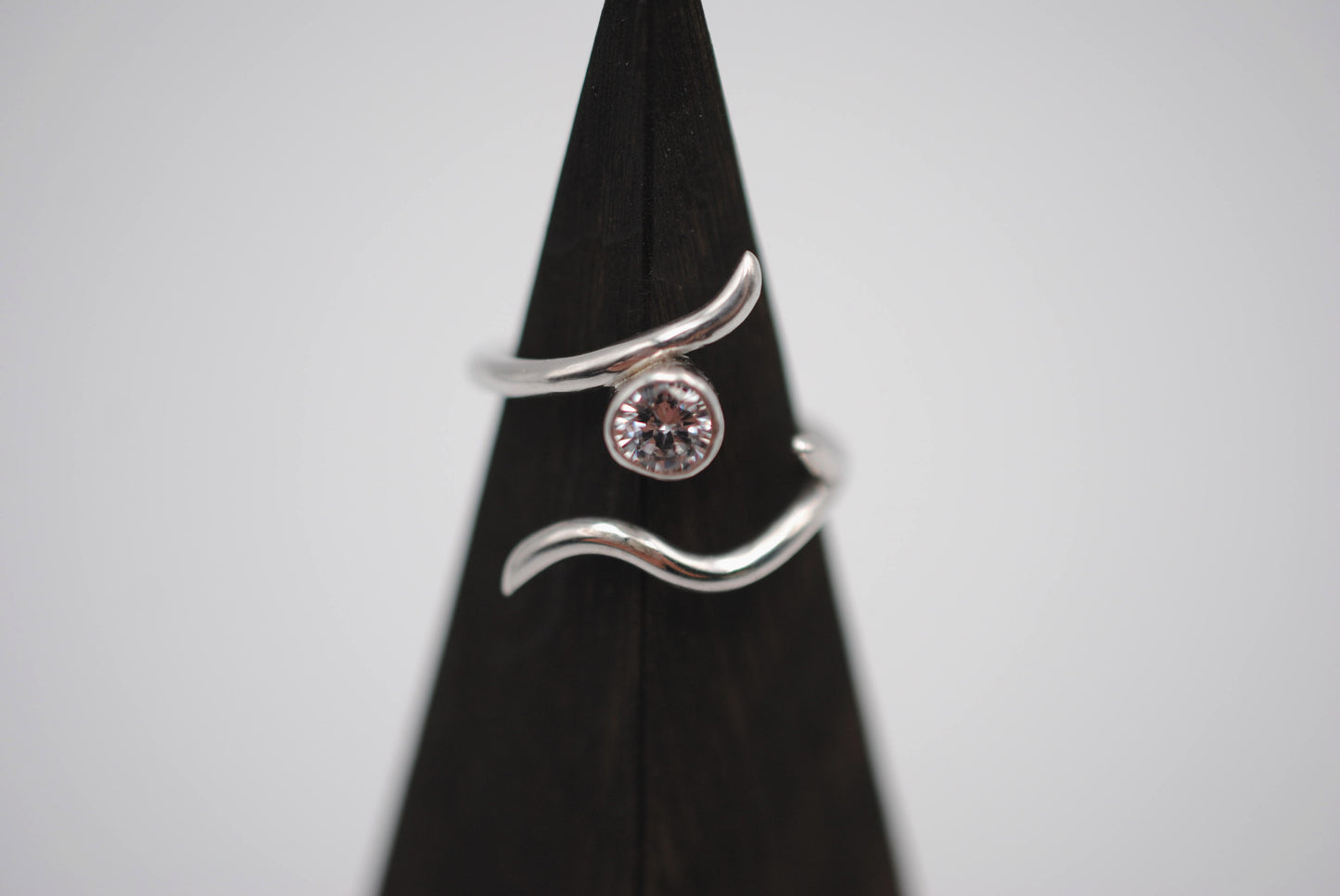 Vine Rhodium Roots Ring with Cubic Zirconia Wedding Ring