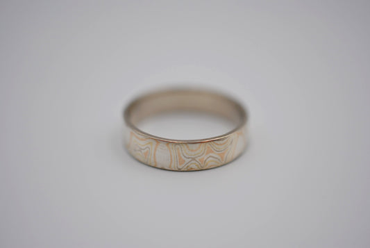 Four Tone Gold Mokume Gane Womens Band