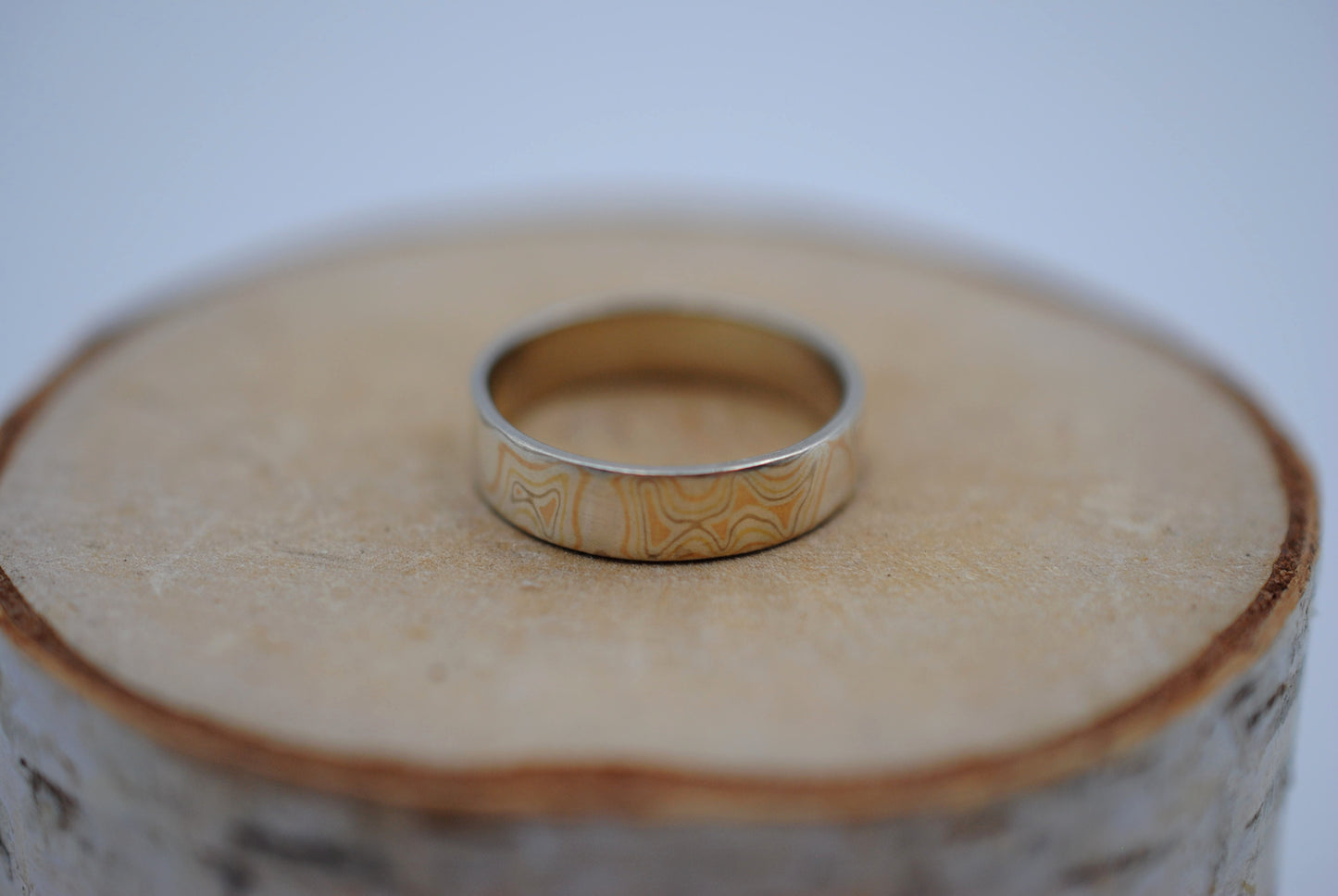 Four Tone Gold Mokume Gane Womens Band