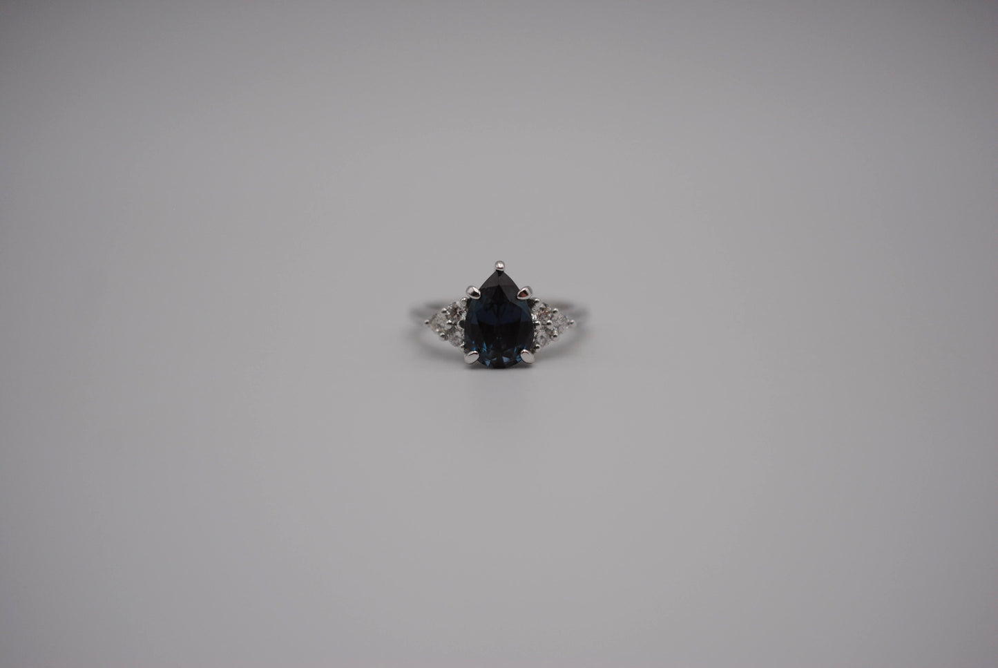 Alexandrite Ring: Pear Cut, Diamond Melee, White Gold