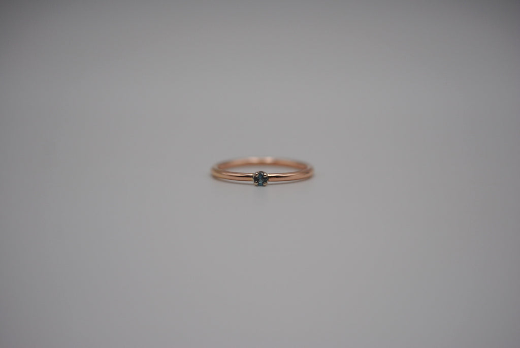 Alexandrite Ring: Round Cut, Rose Gold Fill Band, White Gold Setting
