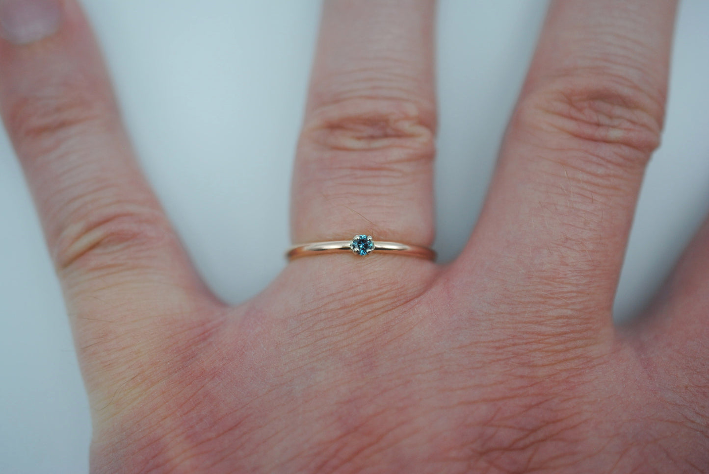 Alexandrite Ring: Round Cut, Rose Gold Fill Band, White Gold Setting