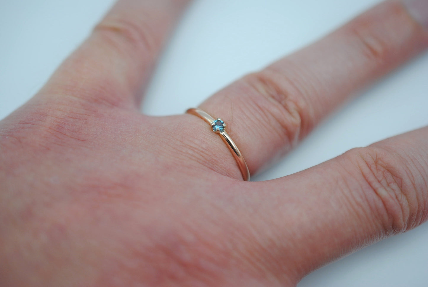 Alexandrite Ring: Round Cut, Rose Gold Fill Band, White Gold Setting