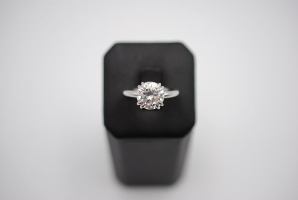 Cubic Zirconia Ring: Round Cut, Silver, Double Prong Setting