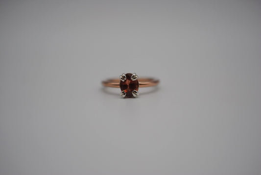 Garnet Ring: Oval Cut, Rose Gold Fill, Double Prong Silver Setting