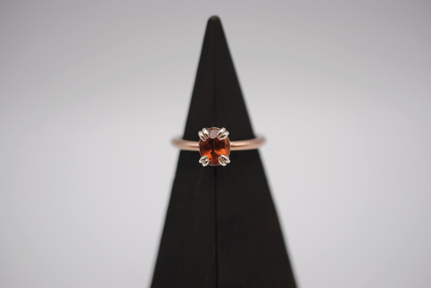 Garnet Ring: Oval Cut, Rose Gold Fill, Double Prong Silver Setting