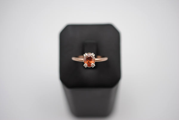 Garnet Ring: Oval Cut, Rose Gold Fill, Double Prong Silver Setting