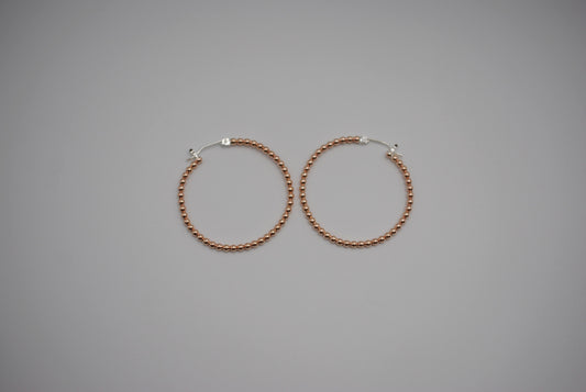 Hoop Earrings: Bubble Texture, Rose Gold Fill, Silver Ear-wire, 1.5in Diameter