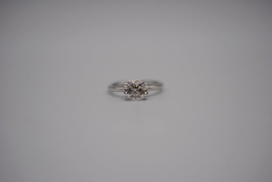 Moissanite Ring: Oval Cut, White Gold, East-West Filligree Prong Setting