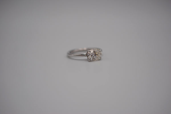 Moissanite Ring: Oval Cut, White Gold, East-West Filligree Prong Setting