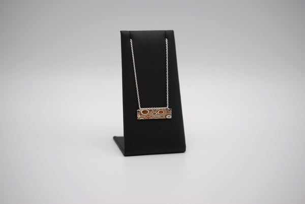 Mokume Gane Bar Necklace: Silver and Copper, Cable Chain