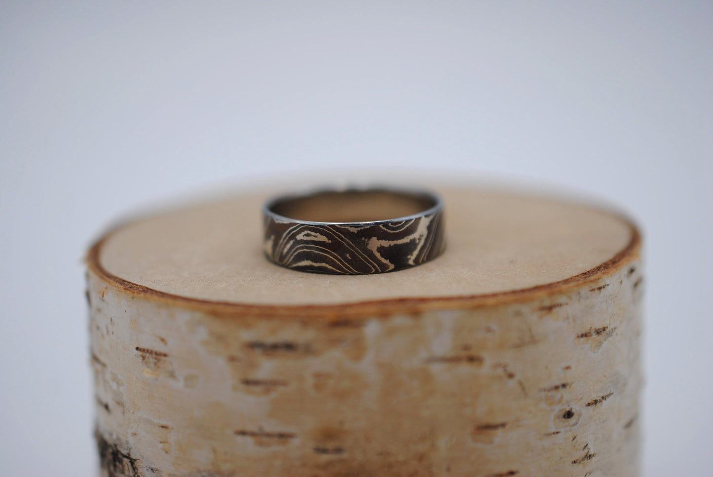 Mokume Gane Ring Band: Silver, Copper, and Shibuichi, 5mm Width
