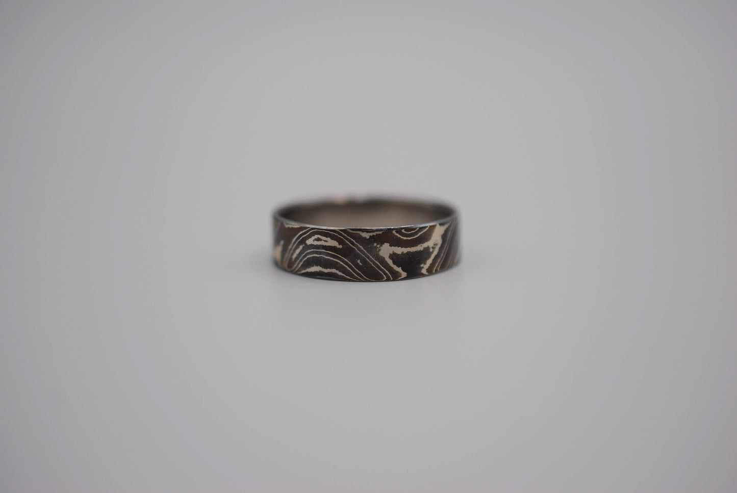 Mokume Gane Ring Band: Silver, Copper, and Shibuichi, 5mm Width