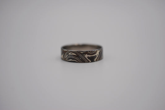 Mokume Gane Ring Band: Silver, Copper, and Shibuichi, 5mm Width