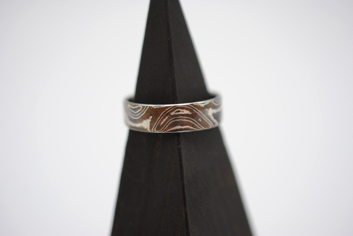 Mokume Gane Ring Band: Silver, Copper, and Shibuichi, 5mm Width