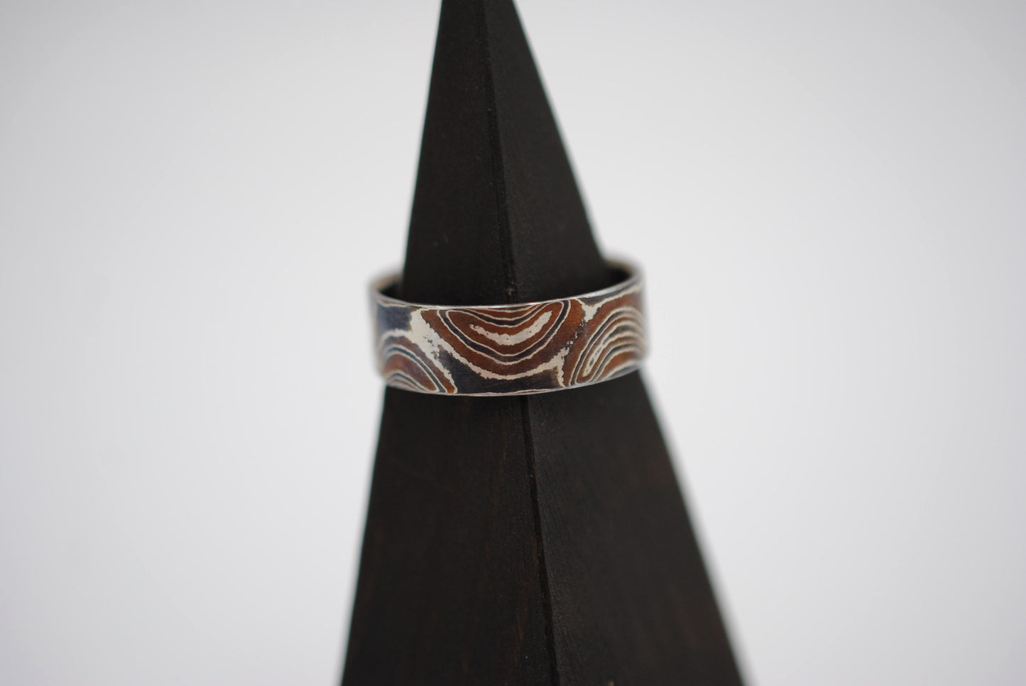 Mokume Gane Ring Band: Silver, Copper, and Shibuichi, 7mm Width