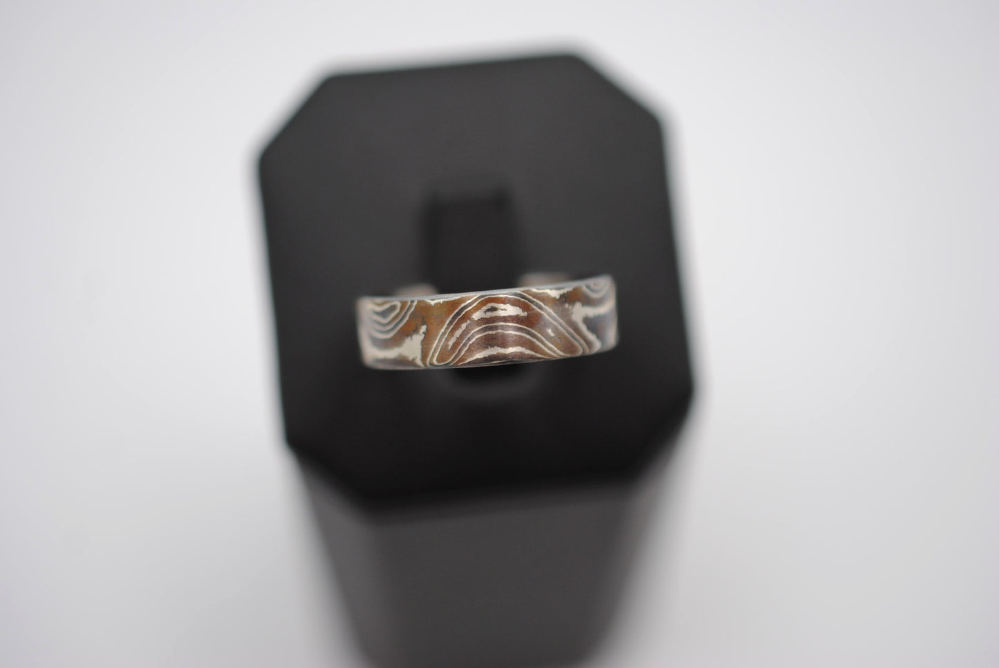 Mokume Gane Ring Band: Silver, Copper, and Shibuichi, 5mm Width