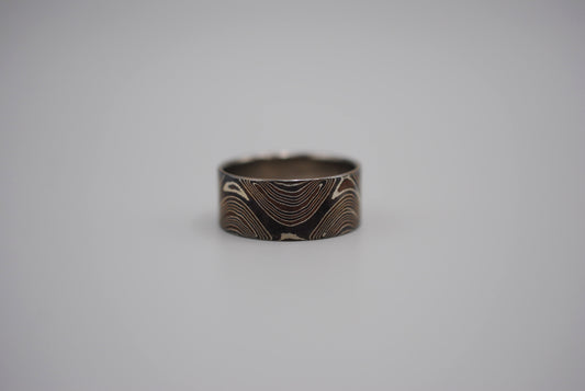 Mokume Gane Ring Band: Silver, Copper, and Shibuichi, 9mm Width