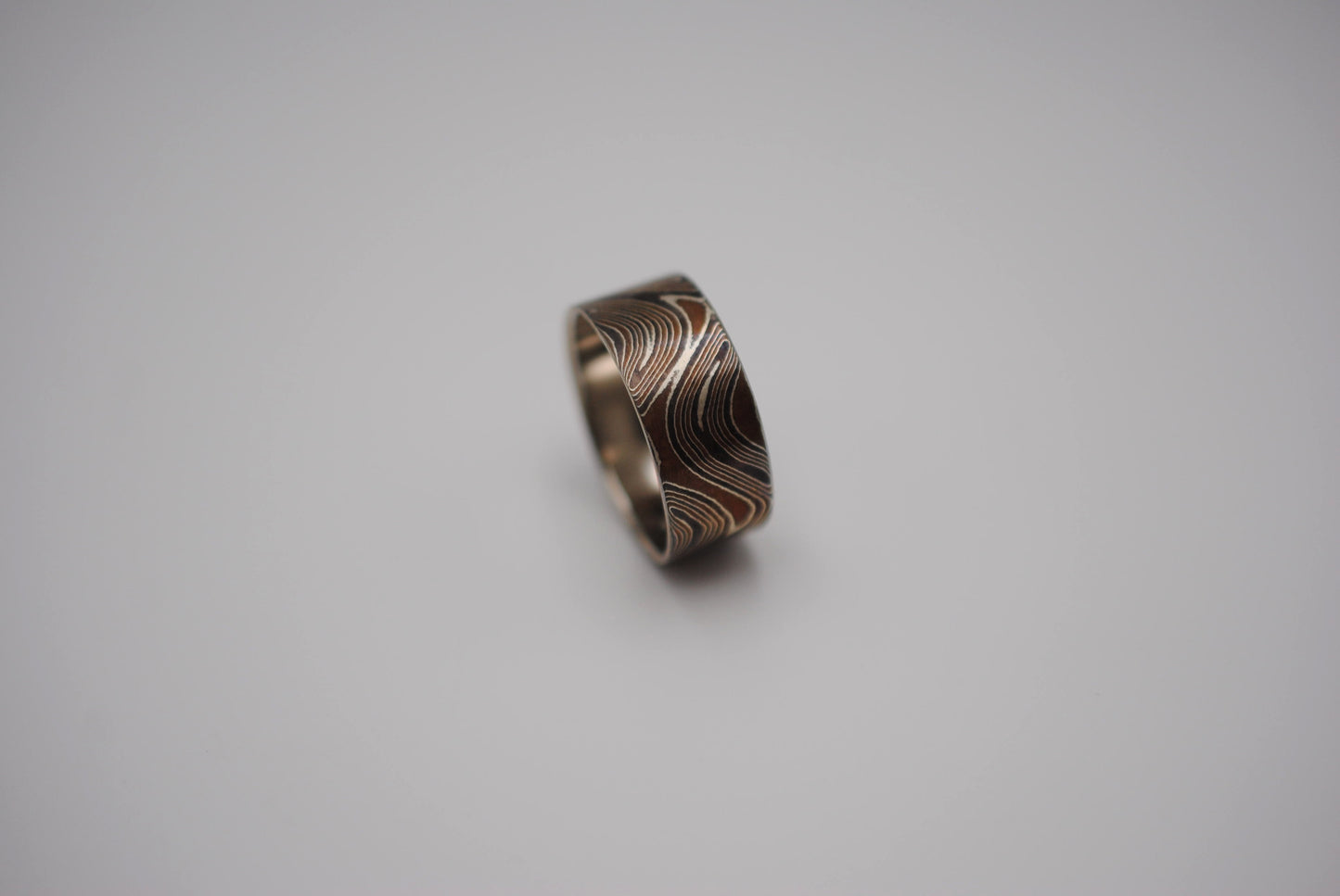 Mokume Gane Ring Band: Silver, Copper, and Shibuichi, 9mm Width