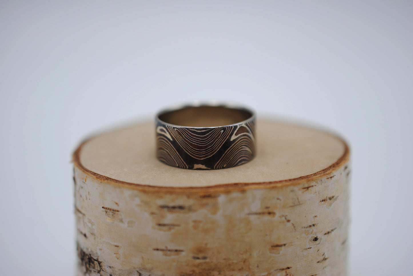 Mokume Gane Ring Band: Silver, Copper, and Shibuichi, 9mm Width