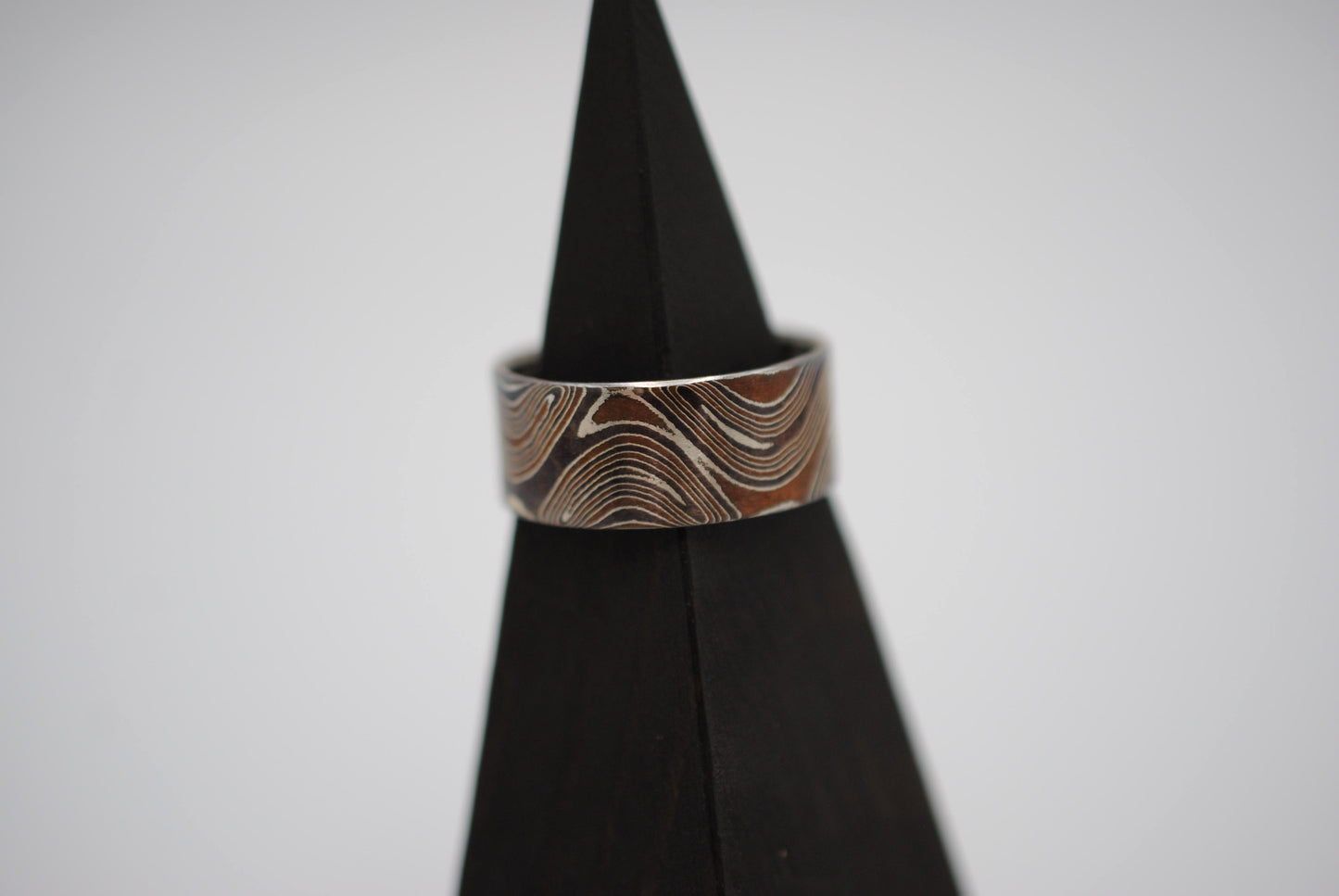 Mokume Gane Ring Band: Silver, Copper, and Shibuichi, 9mm Width