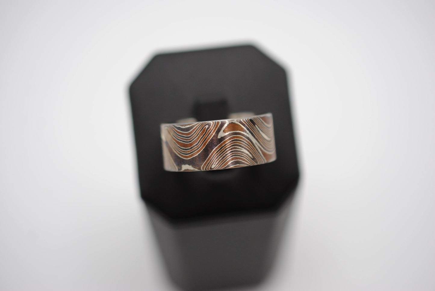 Mokume Gane Ring Band: Silver, Copper, and Shibuichi, 9mm Width