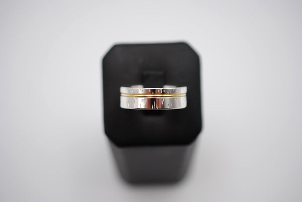 Ring Band: Birch Texture, Yellow Gold Inlay, 7mm Width