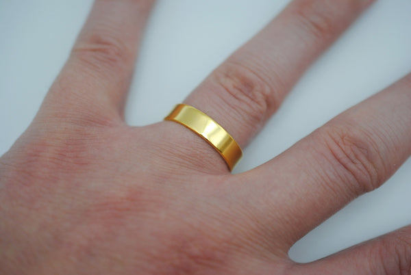 Ring Band: High Polish, Yellow Gold Finish, 5mm Wide