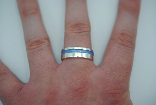 Ring Band: Opal Inlay, Silver, High Polished
