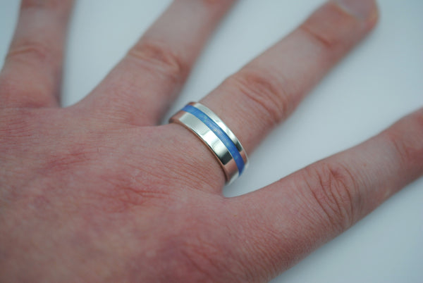 Ring Band: Opal Inlay, Silver, High Polished