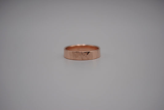 Ring Band: Rock Texture, Rose Gold Finish, 5mm Wide