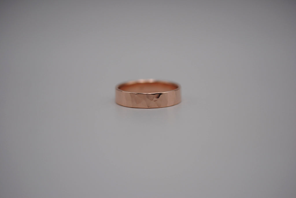 Ring Band: Rock Texture, Rose Gold Finish, 5mm Wide