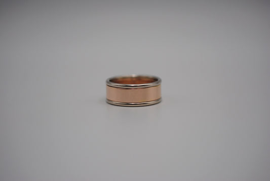 Ring Band: Rose Gold, Palladium White Gold Banding, High Polished Texture, 8mm Width