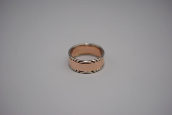 Ring Band: Rose Gold, Palladium White Gold Banding, High Polished Texture, 8mm Width