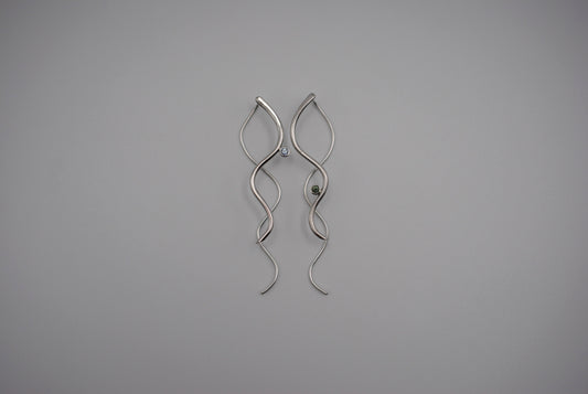 Sapphire Earrings: Infinity, Round Cut, Rhodium Finished