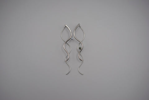 Sapphire Earrings: Infinity, Round Cut, Rhodium Finished