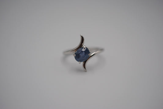 Sapphire Ring: Oval Cut, White Gold, Bypass Band