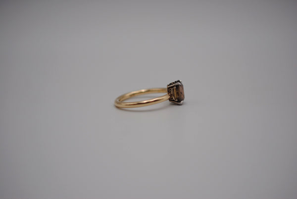 Sapphire Ring: Oval Cut, Yellow Gold Band, White Gold Setting
