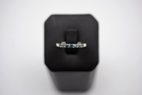 Sapphire Ring: Round Cut, Ombre, White Gold