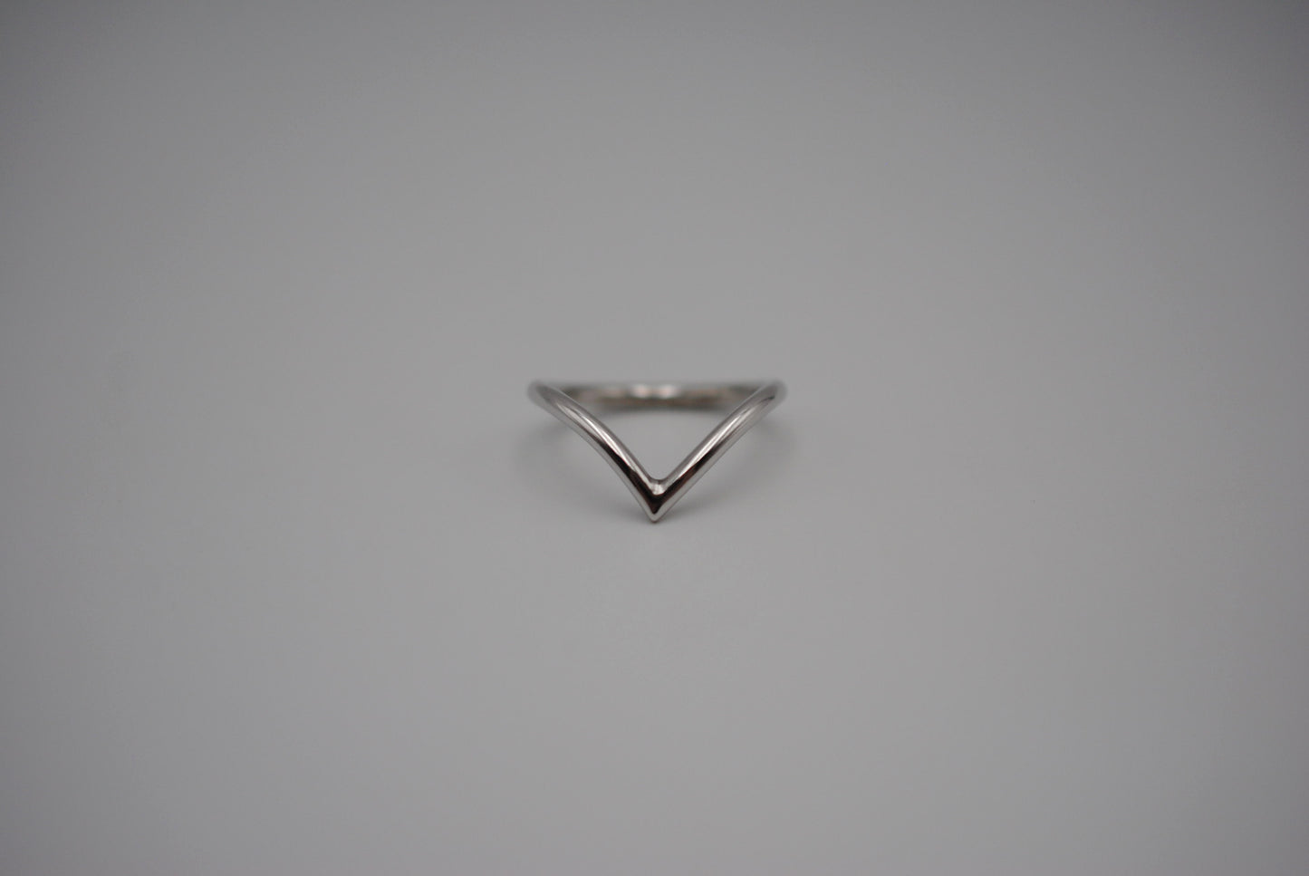 Stacker Ring: Chevron, Rhodium Finish