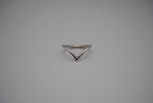 Stacker Ring: Chevron, Rhodium Finish