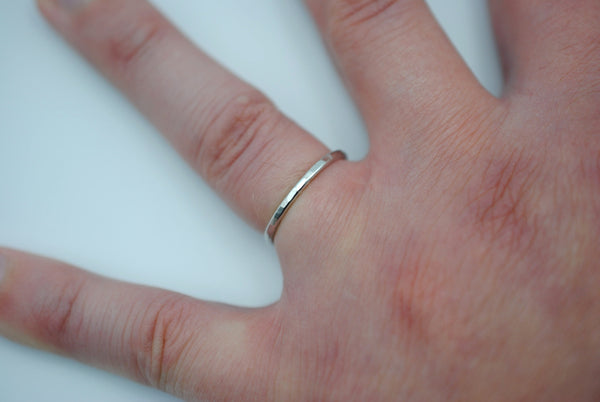 Stacking Ring: Hammered Texture, White Gold, Medium Width